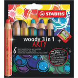 Stabilo woody 3in1 Set, 6 Stifte + Spitzer