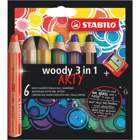 Stabilo woody 3in1 Set, 6 Stifte + Spitzer